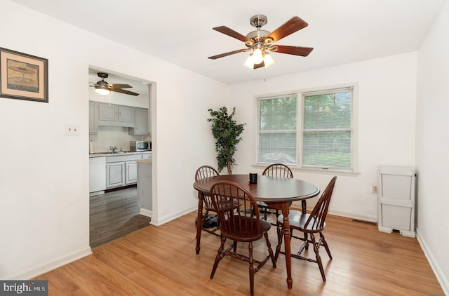 11 Bentley Pl, Carlisle, PA 17013 - dining area featuring ceiling fan, light wood-type flooring, and baseboards