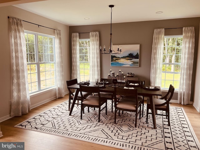 420 Bellflower Way Merion Plan, Unit Merion Plan, Townsend, DE 19734 - dining room with wood finished floors, a chandelier, baseboards, and recessed lighting