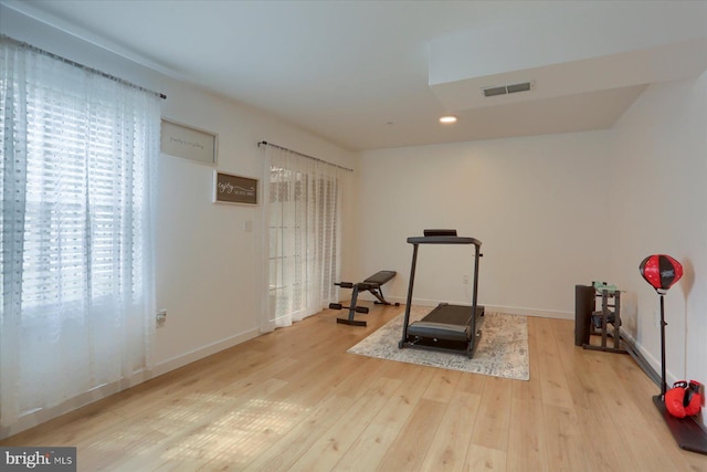 524 Charles Ave, Hanover, PA 17331 - exercise area with healthy amount of natural light, hardwood / wood-style flooring, baseboards, and recessed lighting