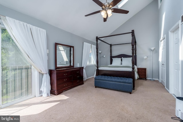 1520 Villa Rd, Wilmington, DE 19809 - bedroom with carpet, vaulted ceiling, baseboards, and ceiling fan