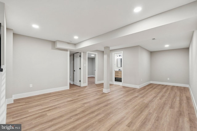 977 W Parkins Mill Rd, Winchester, VA 22602 - finished basement featuring light wood-style flooring and recessed lighting