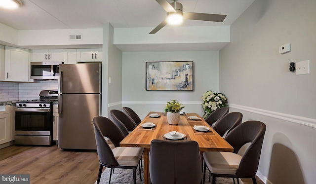 7205 Hilltop Dr Unit 95, Brookhaven, PA 19015 - dining space featuring a ceiling fan and wood finished floors