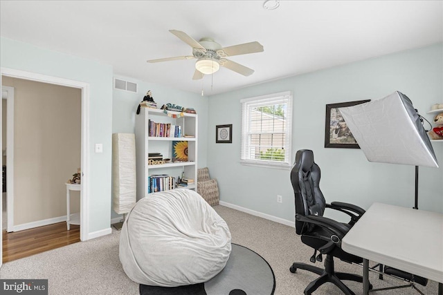 12 Woodlawn Ave, Newfield, NJ 08344 - office area with carpet flooring and a ceiling fan