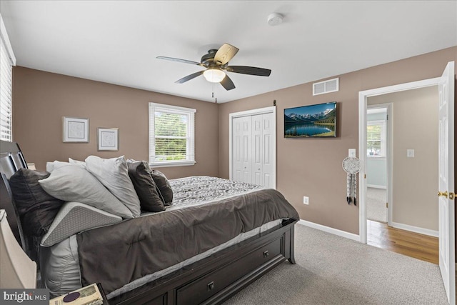 12 Woodlawn Ave, Newfield, NJ 08344 - bedroom with carpet, a closet, and a ceiling fan