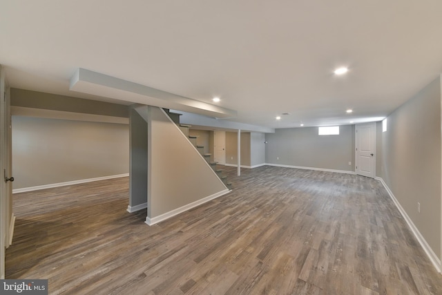12008 Elmore Rd, Philadelphia, PA 19154 - finished basement featuring recessed lighting, wood finished floors, baseboards, and stairs