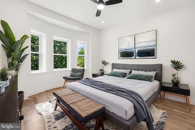 267 S Ellwood Ave, Baltimore, MD 21224 - bedroom featuring light wood-style flooring, recessed lighting, baseboards, and a ceiling fan