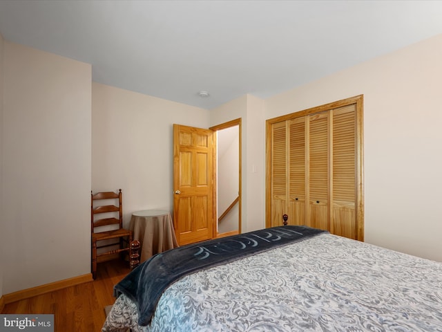 218 Nelson Way, Basye, VA 22810 - bedroom featuring wood finished floors, a closet, and baseboards