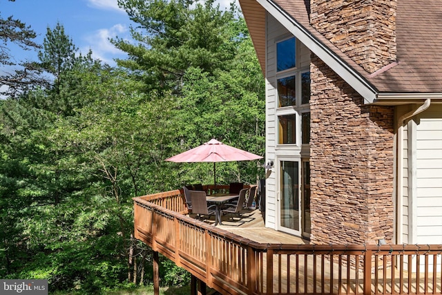 218 Nelson Way, Basye, VA 22810 - wooden deck featuring outdoor dining space