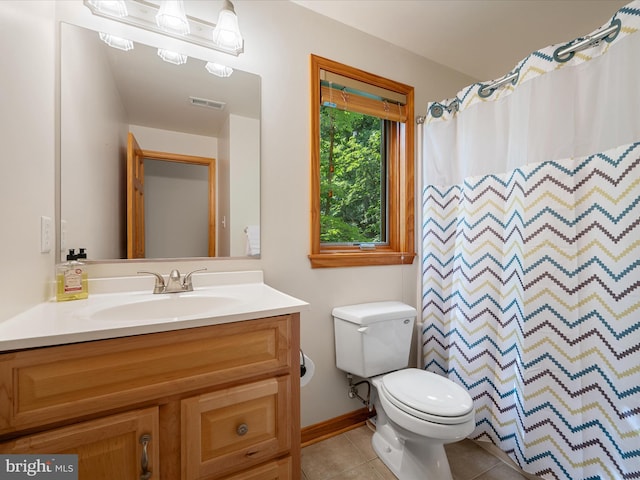 218 Nelson Way, Basye, VA 22810 - full bathroom with toilet, vanity, tile patterned floors, baseboards, and a shower with curtain