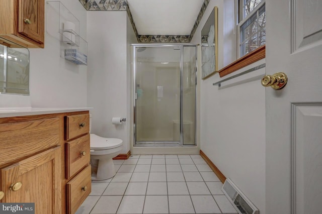 3115 Sparrow Ct, East Stroudsburg, PA 18302 - full bathroom featuring a stall shower, toilet, vanity, and baseboards