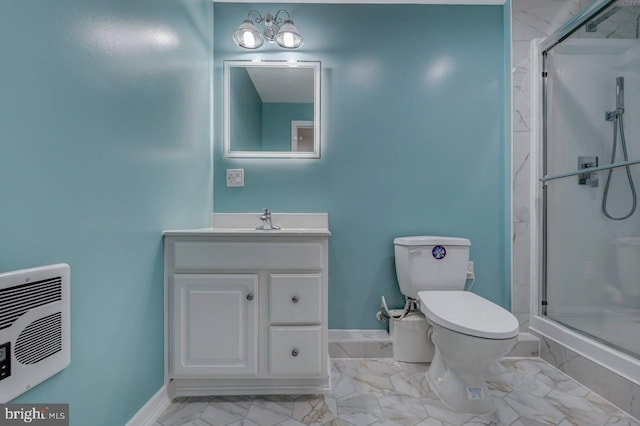 3115 Sparrow Ct, East Stroudsburg, PA 18302 - full bath with marble finish floors, toilet, vanity, and a shower stall