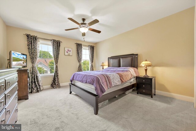 118 Connecticut Ave, Sinking Spring, PA 19608 - bedroom with baseboards, light colored carpet, and ceiling fan