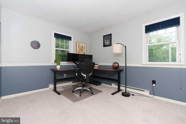 40 Grays Ln, Elverson, PA 19520 - carpeted home office with a baseboard heating unit, plenty of natural light, and baseboards