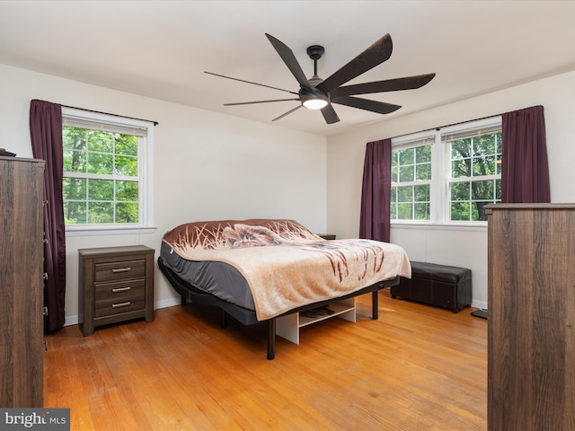 13610 Aden Rd, Nokesville, VA 20181 - bedroom featuring multiple windows, light wood-style floors, and ceiling fan