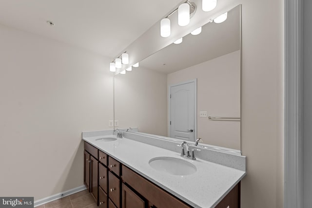 4524 Reaney Ln Unit 485, Owings Mills, MD 21117 - full bath featuring double vanity, tile patterned flooring, and baseboards