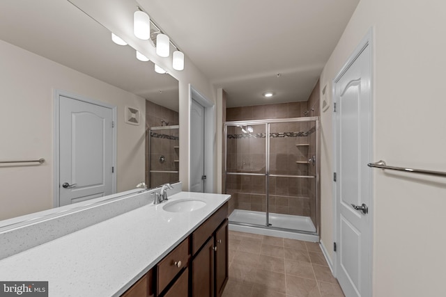 4524 Reaney Ln Unit 485, Owings Mills, MD 21117 - full bath featuring vanity, a shower stall, and tile patterned floors
