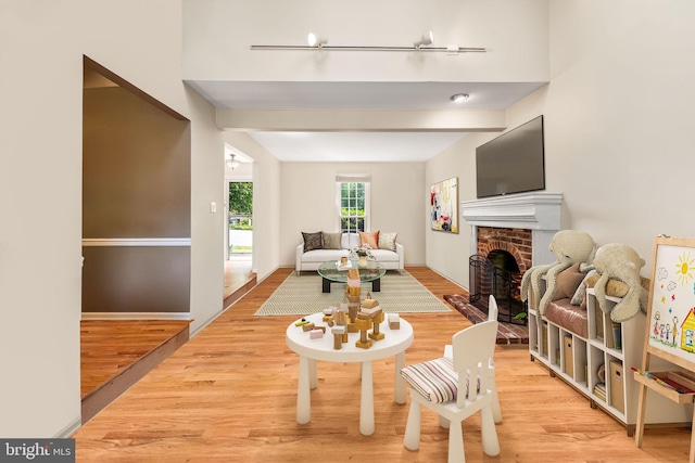 503 Emily Cir, West Chester, PA 19382 - living area with wood finished floors and a fireplace