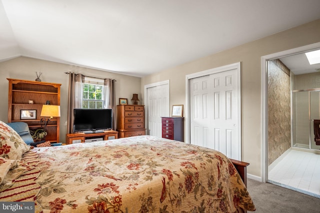 503 Emily Cir, West Chester, PA 19382 - bedroom featuring carpet, multiple closets, and vaulted ceiling