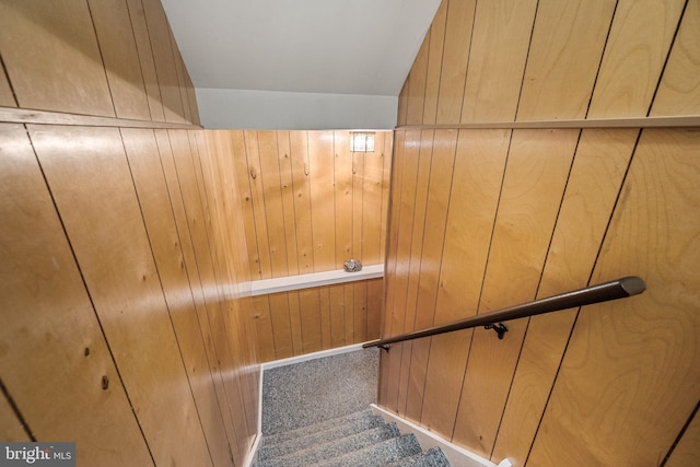 503 Emily Cir, West Chester, PA 19382 - stairs with wood walls and carpet floors