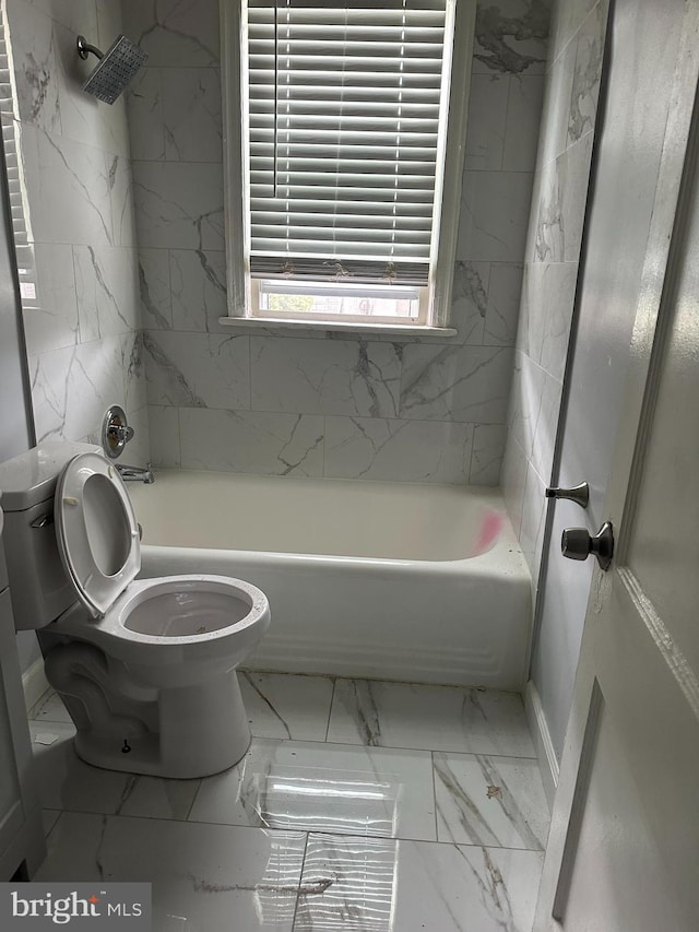 248 Hamilton NW, Washington, DC 20011 - full bath with marble look tile flooring, toilet, and shower / bathtub combination