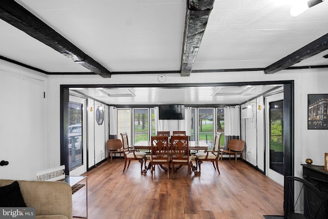 109 Knob Ct, Albrightsville, PA 18210 - dining room featuring wood finished floors and beam ceiling