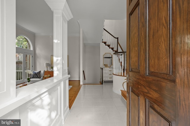 6638 Hampton View Pl, Mclean, VA 22101 - corridor featuring stairs, ornamental molding, and baseboards