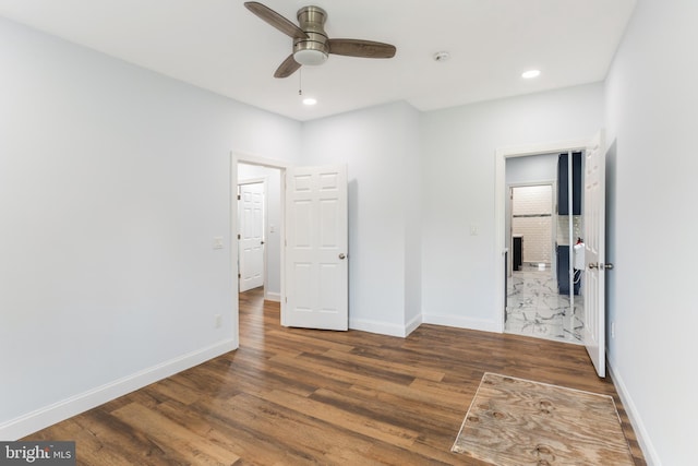 213 Franklin St, Hightstown, NJ 08520 - unfurnished bedroom featuring wood finished floors, baseboards, recessed lighting, and a ceiling fan
