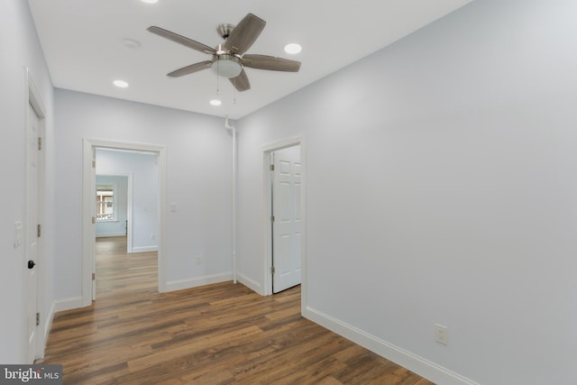 213 Franklin St, Hightstown, NJ 08520 - unfurnished room with wood finished floors, baseboards, a ceiling fan, recessed lighting, and a smoke detector