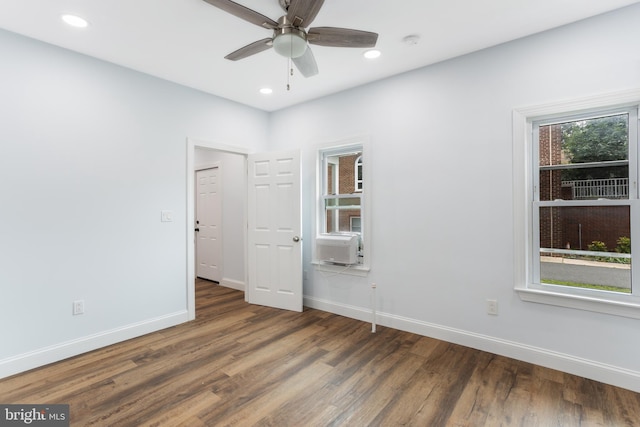 213 Franklin St, Hightstown, NJ 08520 - unfurnished room featuring wood finished floors, baseboards, a ceiling fan, recessed lighting, and a smoke detector