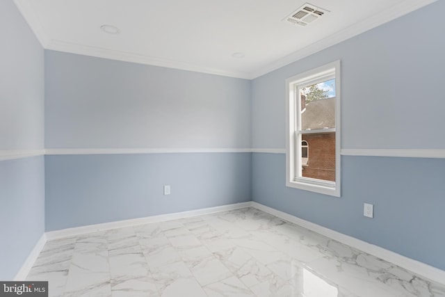 213 Franklin St, Hightstown, NJ 08520 - unfurnished room featuring ornamental molding, marble look tile flooring, and baseboards