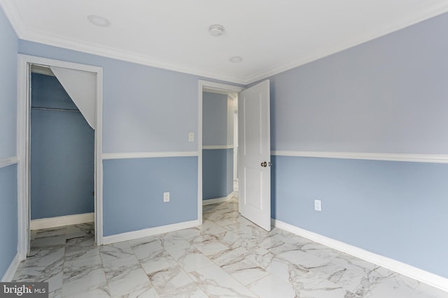 213 Franklin St, Hightstown, NJ 08520 - unfurnished bedroom with marble look tiles, baseboards, ornamental molding, and a closet