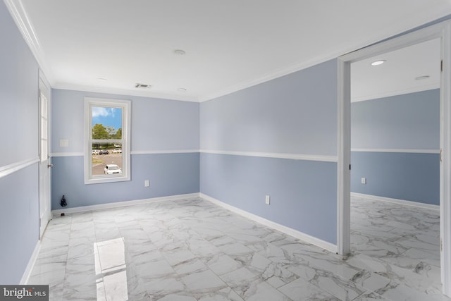 213 Franklin St, Hightstown, NJ 08520 - spare room with light marble finish flooring, ornamental molding, baseboards, and recessed lighting