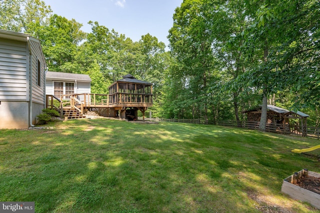 3 Cove Ct, Stafford, VA 22554 - view of yard with a gazebo, a wooden deck, and a sunroom