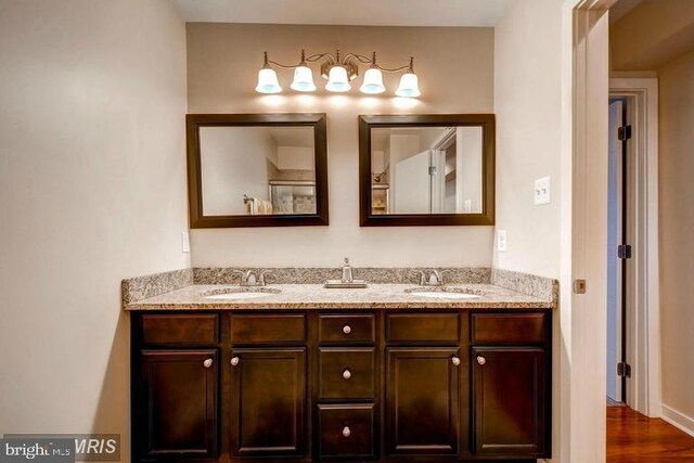 608 S Washington St, Baltimore, MD 21231 - bathroom with double vanity and wood finished floors