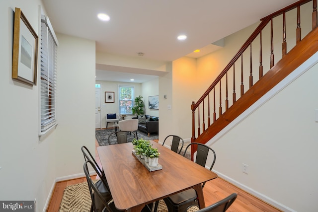 106 W Montgomery St, Baltimore, MD 21230 - dining room with wood finished floors, stairway, and recessed lighting