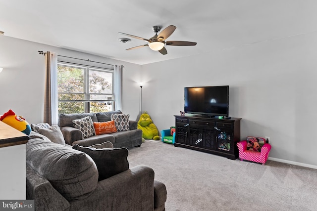 404 Clover Rd, Etters, PA 17319 - carpeted living area with a ceiling fan and baseboards