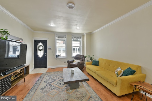 452 Fitzgerald St, Philadelphia, PA 19148 - living area featuring crown molding and light wood-style floors