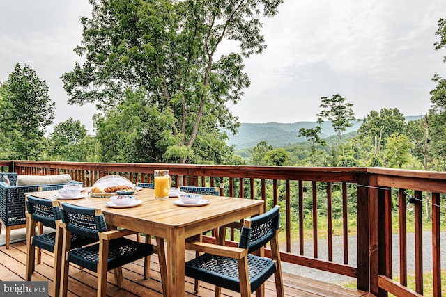 726 Harmony Orchard Rd, Front Royal, VA 22630 - wooden terrace featuring outdoor dining area and a mountain view