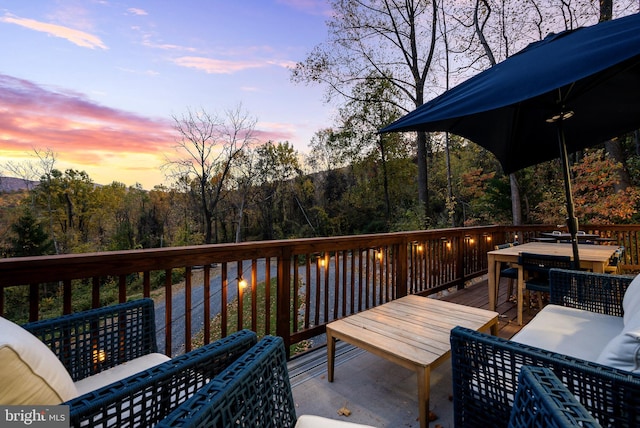 726 Harmony Orchard Rd, Front Royal, VA 22630 - deck at dusk featuring outdoor dining area