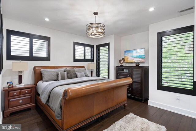 341 Hickman St, Rehoboth Beach, DE 19971 - bedroom featuring baseboards, dark wood-style flooring, and recessed lighting