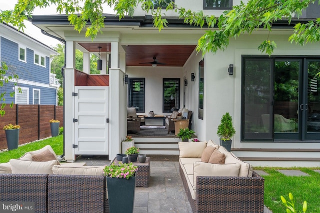 341 Hickman St, Rehoboth Beach, DE 19971 - view of patio featuring outdoor lounge area and ceiling fan
