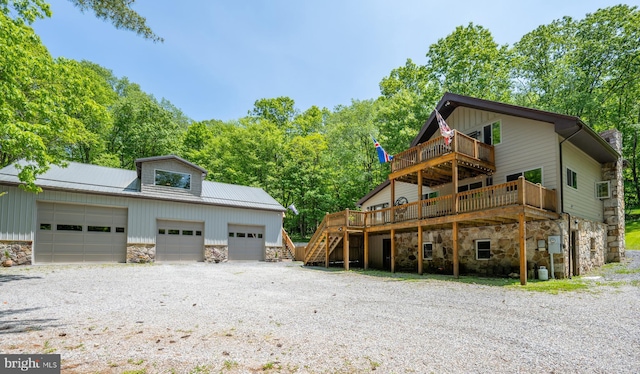 2250 Hoyes Run Rd, Mc Henry, MD 21541 - view of front of house with stone siding, stairway, a balcony, and a deck