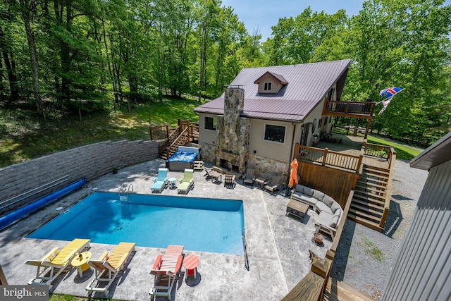 2250 Hoyes Run Rd, Mc Henry, MD 21541 - view of pool with a wooden deck, stairway, outdoor lounge area, and a patio
