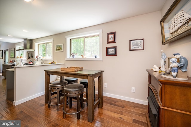 2250 Hoyes Run Rd, Mc Henry, MD 21541 - dining area with dark wood-type flooring, recessed lighting, and baseboards