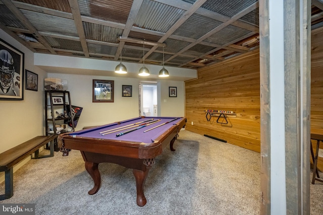 2250 Hoyes Run Rd, Mc Henry, MD 21541 - recreation room featuring carpet floors, wood walls, and billiards