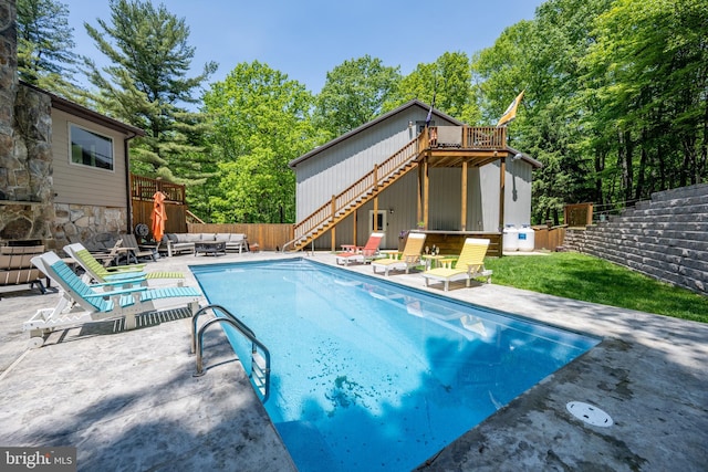 2250 Hoyes Run Rd, Mc Henry, MD 21541 - view of pool featuring stairs, outdoor lounge area, a patio, and a wooden deck