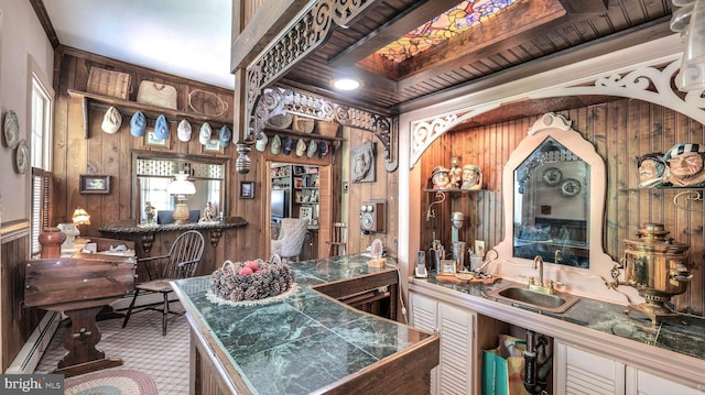 1607 Somers Point Rd, Egg Harbor Twp, NJ 08234 - office area with wooden walls, wet bar, and a baseboard radiator