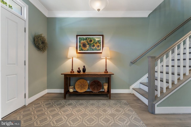 145 Center St S Unit 4, Vienna, VA 22180 - entryway with stairway, baseboards, and wood finished floors