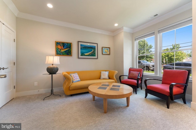 145 Center St S Unit 4, Vienna, VA 22180 - living room featuring carpet, recessed lighting, baseboards, and crown molding