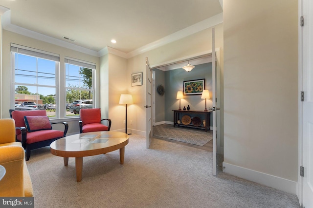 145 Center St S Unit 4, Vienna, VA 22180 - carpeted living area featuring baseboards, ornamental molding, and recessed lighting